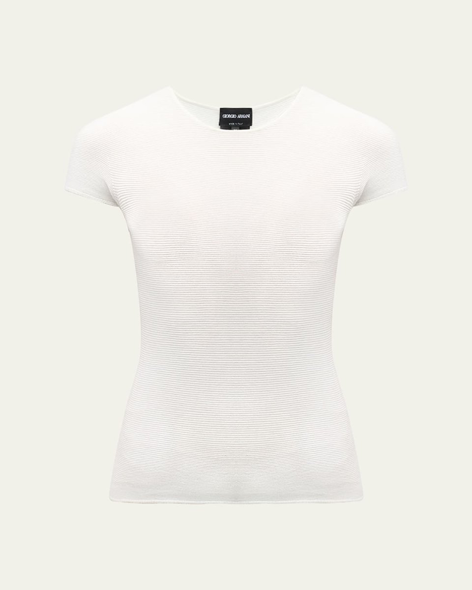 Scoop-Neck Short-Sleeve Ribbed Tee